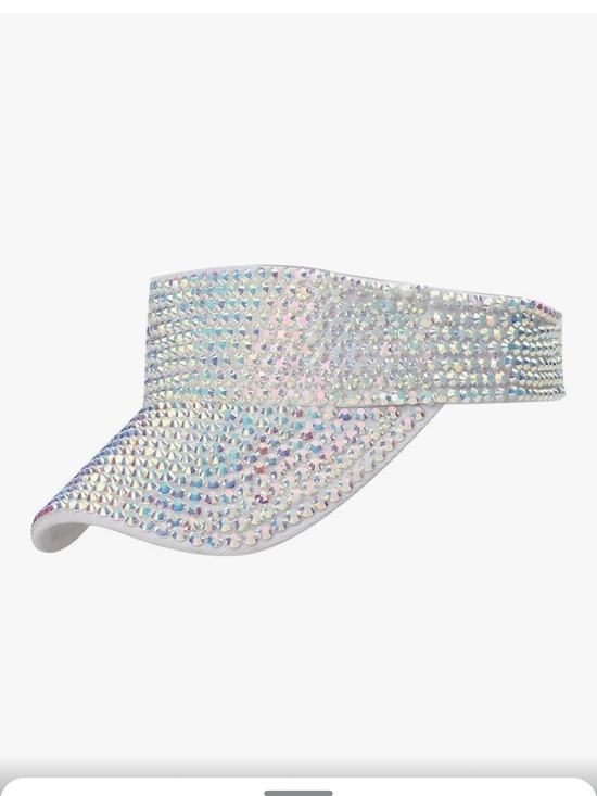 Rhinestone Embellished White Visor main image 5
